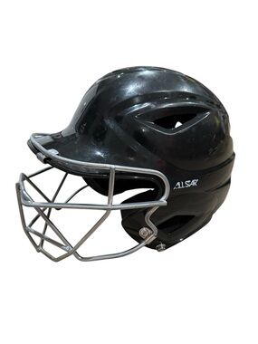 All-Star Black Softball Helmet with Silver Cage